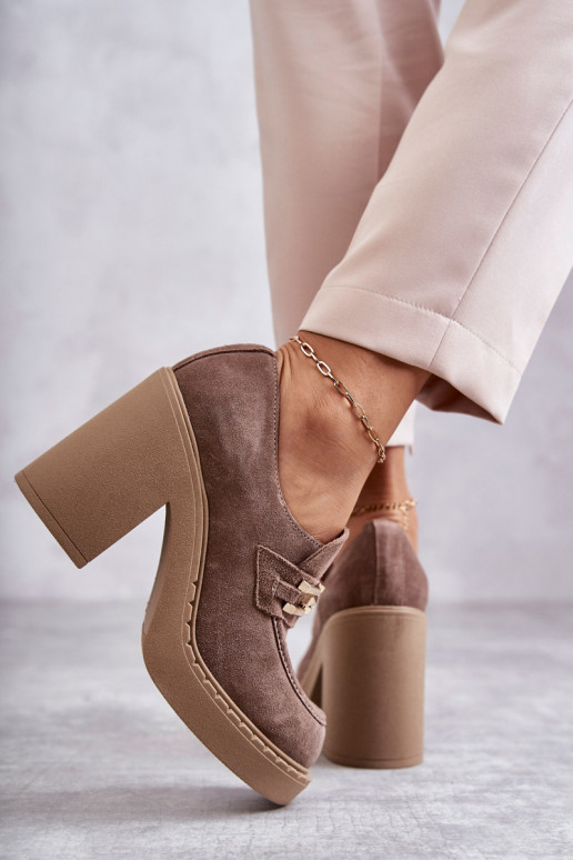 Bottines en daim beiges à talons épais Jaime