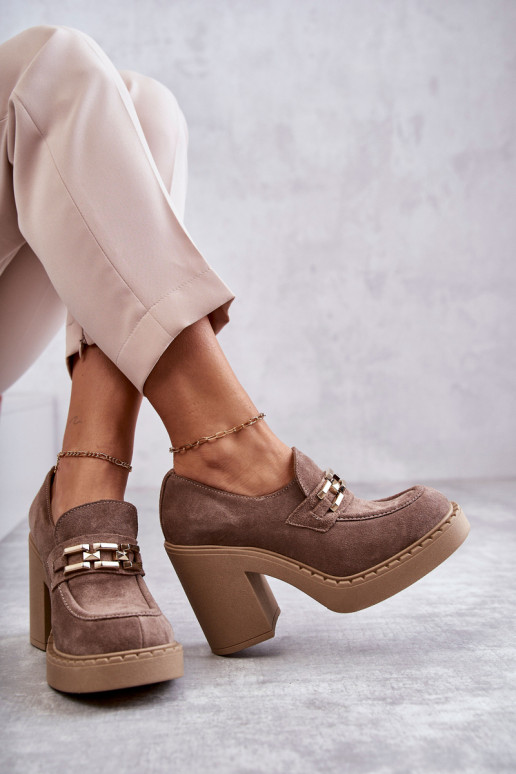 Bottines en daim beiges à talons épais Jaime