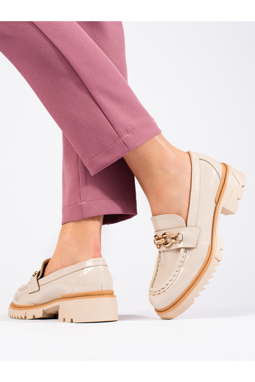 Bottines couleur sable avec détails dorés Shelovet avec effet laqué