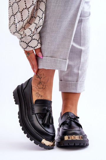 Mocassins à franges de couleur noire Lonisa