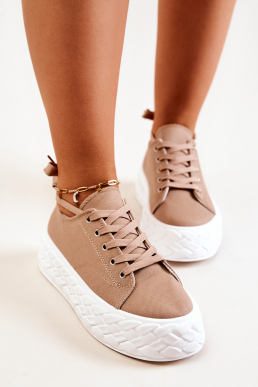 Baskets à plateforme couleur beige Suzane