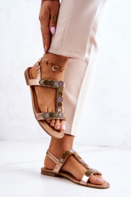 Sandales femme couleur or rose Julies