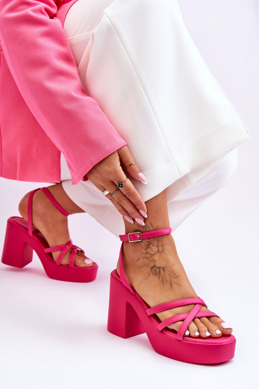 sandales élégantes à talons hauts avec lanières de couleur rose Shemira