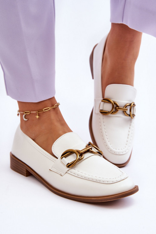 Mocassins pour femmes modèle classique de couleur blanche Lorien