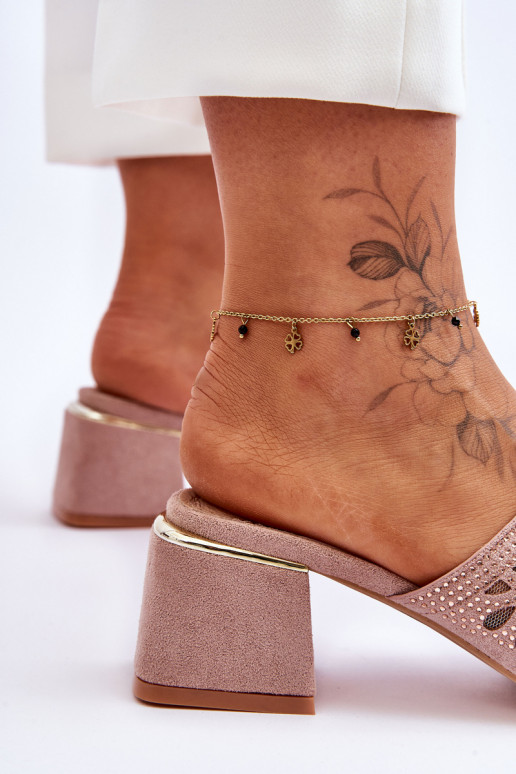 Sandales à talons avec résille beige S.Barski