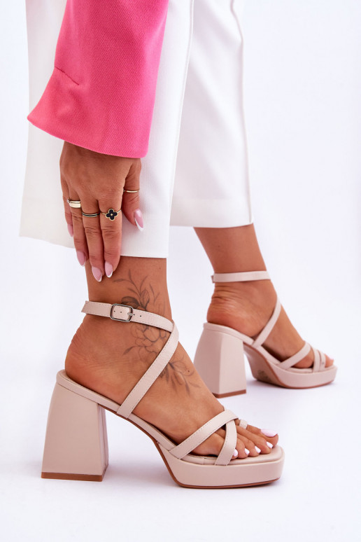 Sandales à talons beige Secret Rose