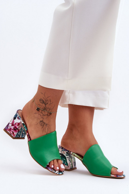 Chaussons en cuir vert Chaussures à talons