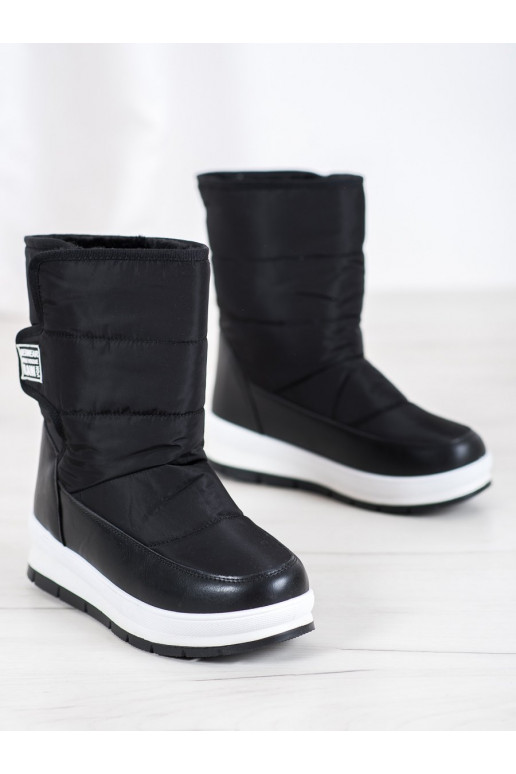 Bottes de neige noires à attaches adhésives BAT_DS8826B