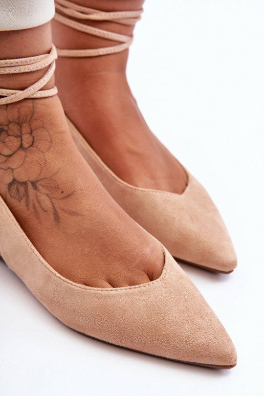 Lilly Ann - Ballerines à lacets en daim - Beige