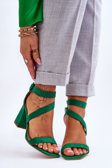 Chaussures élégantes à talons hauts en daim de couleur verte Lanes