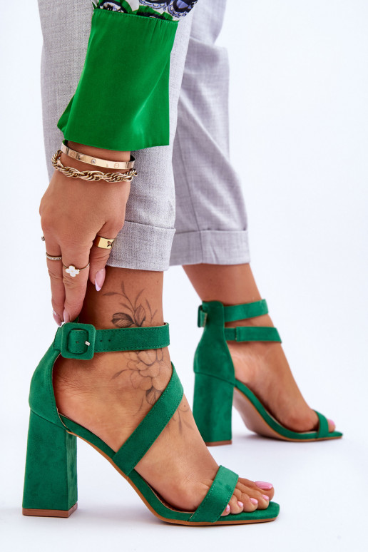 Chaussures élégantes à talons hauts en daim de couleur verte Lanes