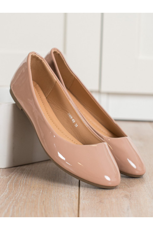 ballerines effet verni en shelovet beige