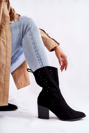 bottes cowboy en daim noir Ariane 2