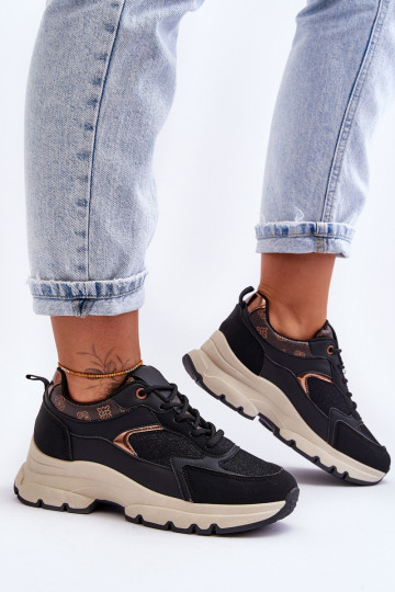chaussures de sport à lacets de couleur noire Escape