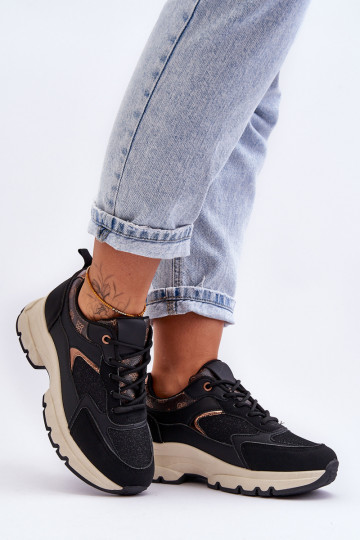 chaussures de sport à lacets de couleur noire Escape 2