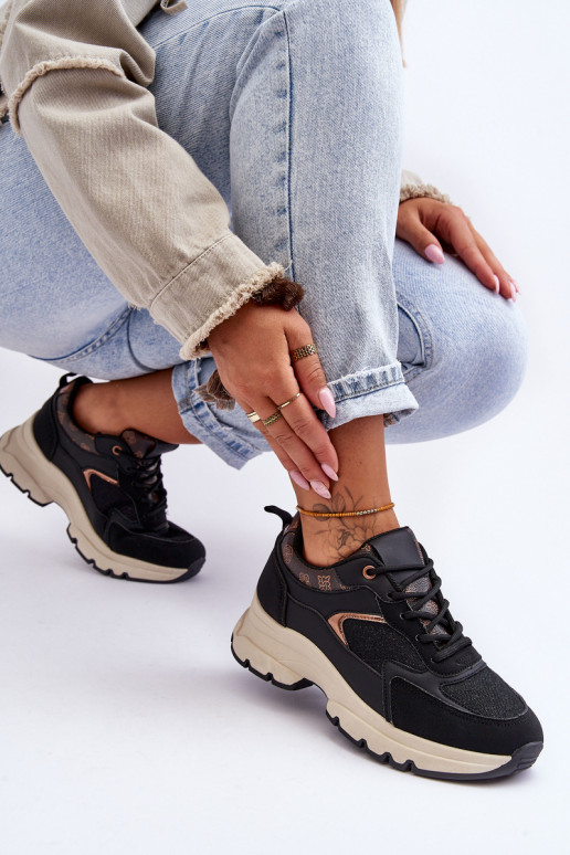 chaussures de sport à lacets de couleur noire Escape