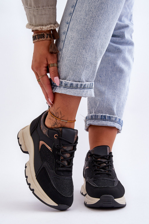 chaussures de sport à lacets de couleur noire Escape