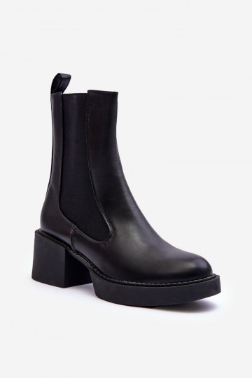 bottes élégantes à talon large en noir Ironna