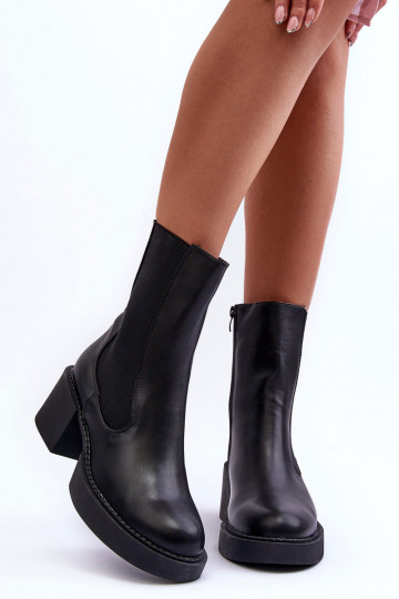 bottes élégantes à talon large en noir Ironna 2