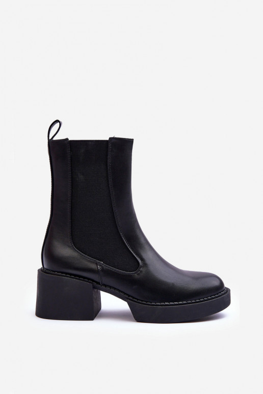 bottes élégantes à talon large en noir Ironna