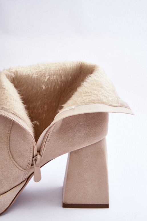 Bottes en daim à talons larges Abnous ivoire
