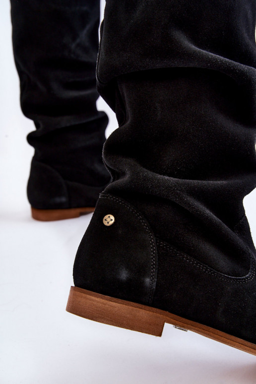 Bottes hauteur genou en daim noir Bottes hauteur genou en daim noir