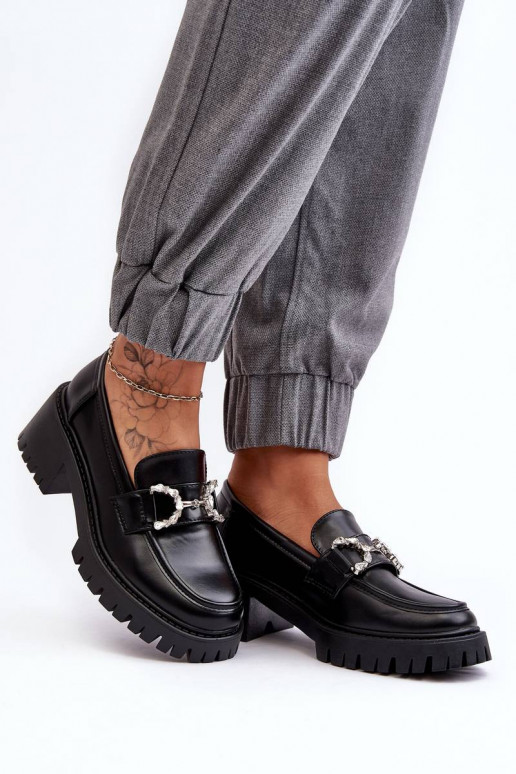 Mocassins à talon large en noir Lemmitty