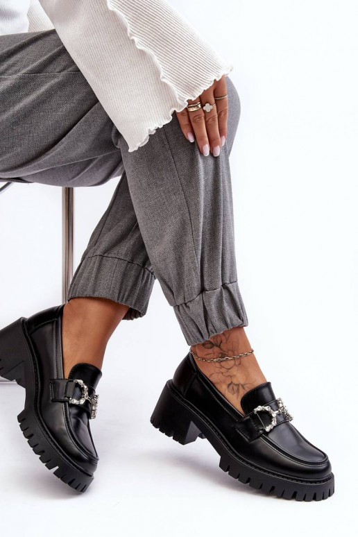 Mocassins à talon large en noir Lemmitty