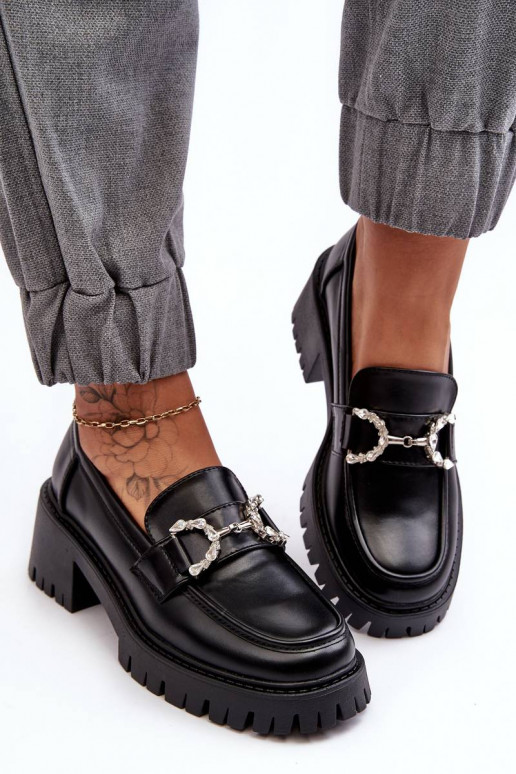 Mocassins à talon large en noir Lemmitty