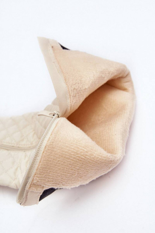 bottes longues matelassées beiges Amalfri à talons larges