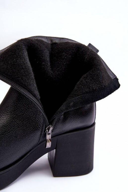 Bottines à talon large en noir