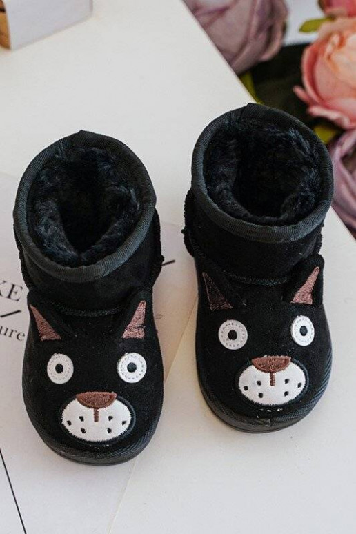 Bottes d'hiver chaudes pour enfants de couleur noire Vavena