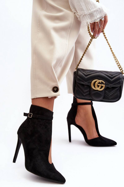 Chaussures en daim à talons fins de couleur noire Amalundi