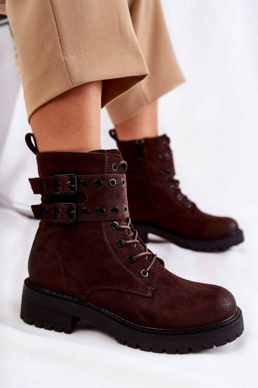 Bottines en daim de couleur marron Silvor