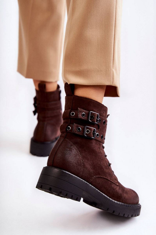 Bottines en daim de couleur marron Silvor