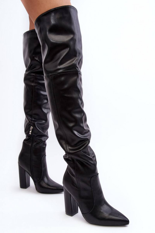 Cuissardes à talons hauts noires par Jane
