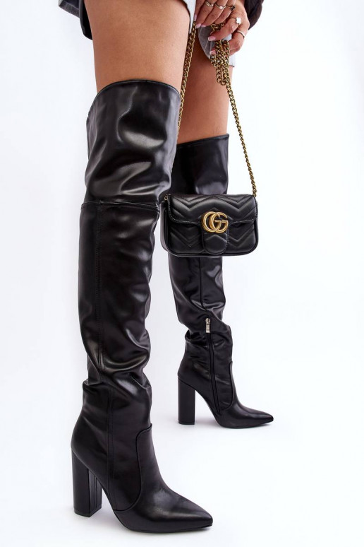 Cuissardes à talons hauts noires par Jane