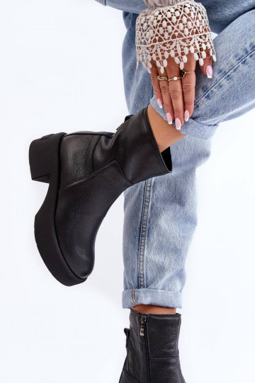 Bottines à talon bas de couleur noire Lemar Volavola 2