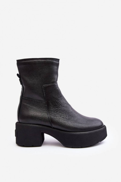 Bottines à talon bas de couleur noire Lemar Volavola