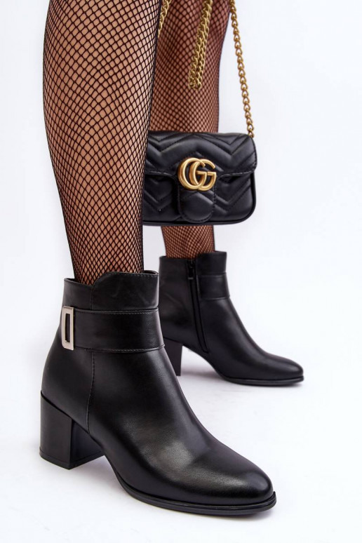 Bottines à talons hauts de couleur noire Starines