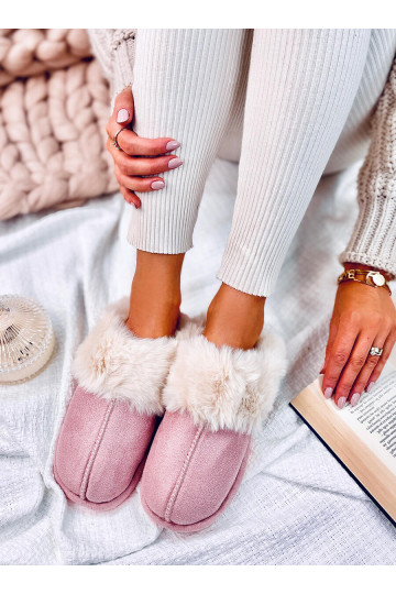 Chaussons avec fourrure couleur rose OTTEYS