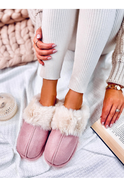 Chaussons avec fourrure couleur rose OTTEYS