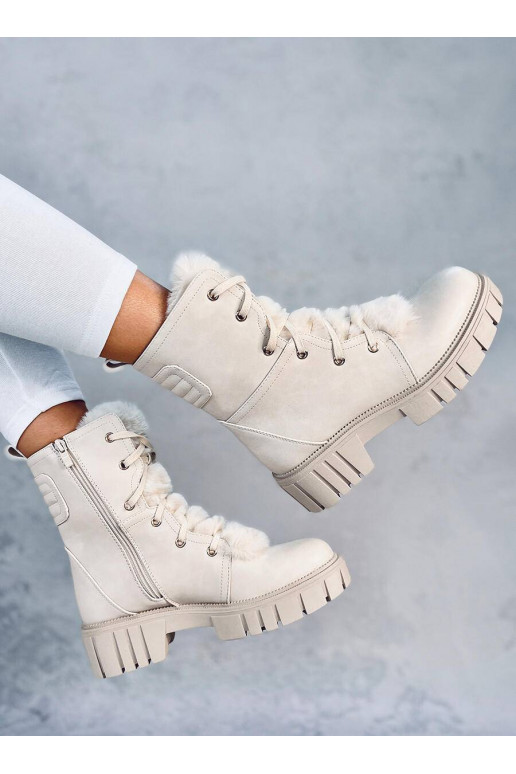 Bottines à lacets MELVIN BEIGE avec fourrure