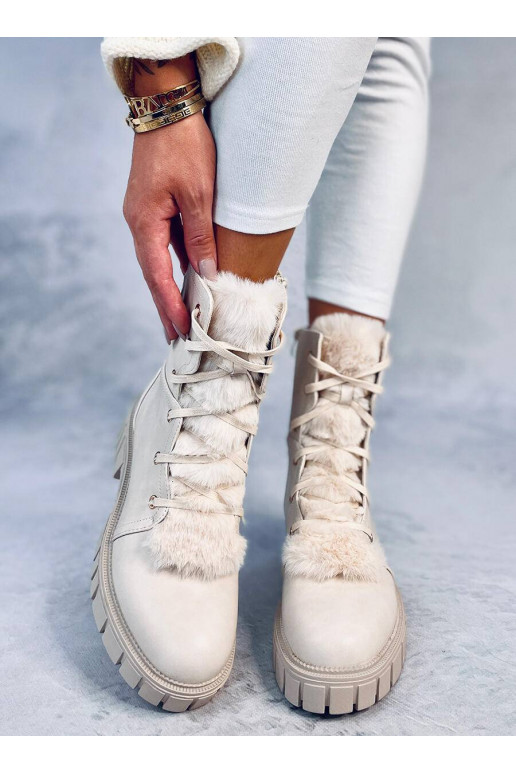 Bottines à lacets MELVIN BEIGE avec fourrure