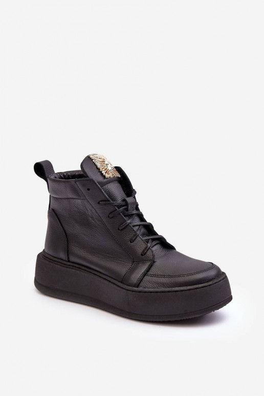 Bottines à lacets de couleur noire Nicole