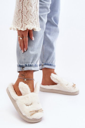 Chaussons avec lapins de couleur blanche Dolcevia 2
