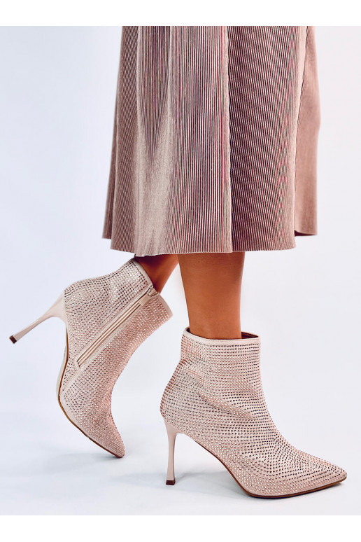 Bottines à talons fins avec cristaux DEMISH CHAMPAGNE