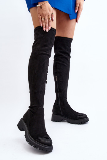Cuissardes à talons larges noires La.Fi 2