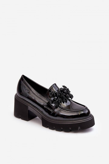 Chaussures en cuir verni pour femmes avec ornements de couleur noire Renesma 2