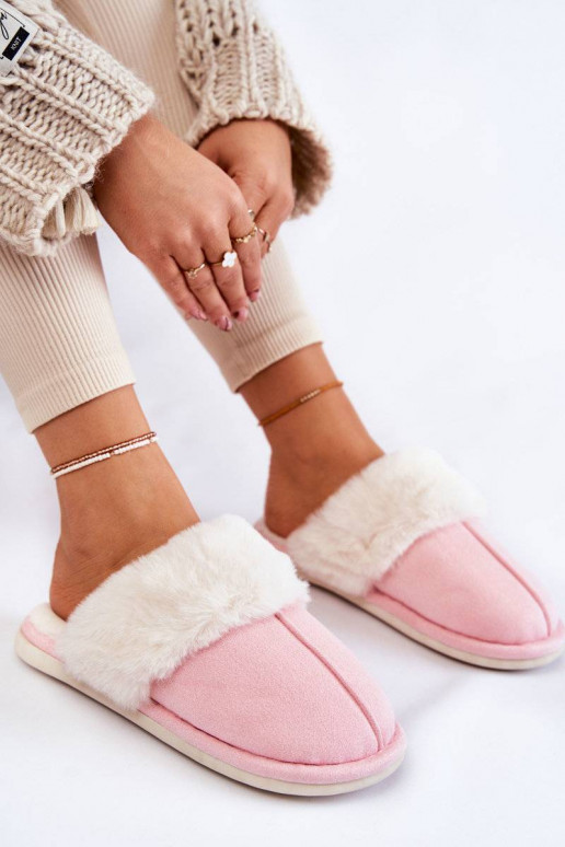 Chaussons avec fourrure rose Morisea